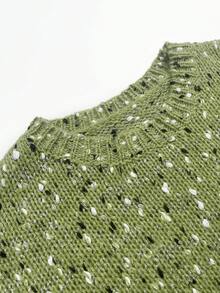 Suéter de mujer casual de cuello redondo con mangas largas acampanadas y bloques de color, para otoño/invierno - Verde - Ver 7