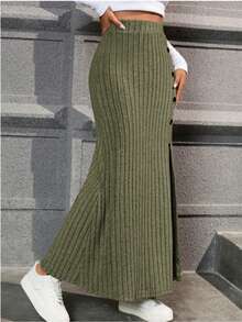 Falda Dama Larga Casual Elegante Mujer falda midi mujer - Verde - Ver 5