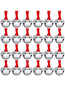 12 pièces - Décorations de Noël Clochettes "Croire" Cadeaux en vrac Père Noël polaire Clochettes de traîneau 1,5 po Décorations d'arbre de Noël Cadeaux de fête de Noël Cadeaux de bas de Noël (Argent)