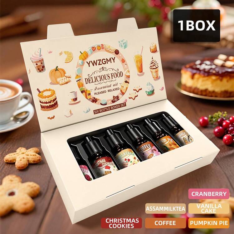 6-Piece Baking Scented Oil Diffuser Set - Includes Fragrance Oil, Candles, Aroma Stone, Humidifier, Car Diffuser, Home Fragrance Refill - one-size - View 2