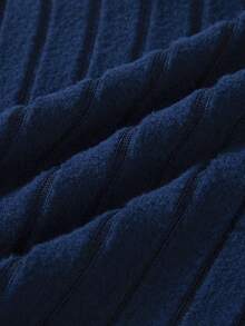 2 件套男童罗纹针织圆领长袖上衣和慢跑裤套装，秋冬休闲装 - 藏蓝色 - 查看 9