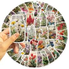 50PCS Vintage Flower Pot Stickers Vinyl Stickers Scrapbook, Journaling, Laptop, Bumper, Skateboard, Water Bottles, Computer, Phone, Cartoon, Hard Hat, Car Stickers And Decals - Multicolor - View 5