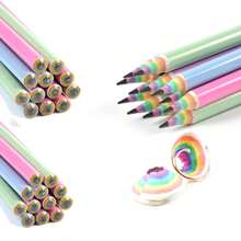 2 lápices de colores pre-afilados, lápices de papel arcoíris, lápices #2 lindos adecuados para la escuela, escritura, regalos de Halloween, regalos de Navidad - Multicolor - Ver 3
