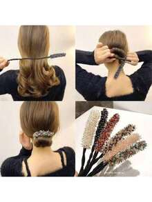 1 chiếc dụng cụ tạo búi tóc pha lê thời trang mới, dụng cụ tạo kiểu tóc búi rối, dụng cụ tạo hình búi tóc hình bánh donut, máy uốn tóc giả ngọc trai thủ công, phụ kiện tóc, phụ kiện đội đầu, phụ kiện tóc dành cho nữ - Nhiều màu - Xem 12