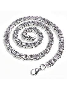 1pc Fashion Hiphop Stainless Steel Necklace, Titanium Steel King Chain Necklace For Men - Silver - View 4