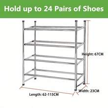 2/4 Tier 23cm Side 62-115cm Extendable Chrome Shoe Rack Tidy Organiser Holder - Silver - View 4