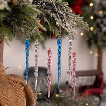 12pcs Christmas Icicle Ornaments, Transparent Ice Shard Decorations, Christmas Tree Hanging Accessories
