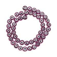 约 60 颗彩色千花玻璃珠，透明魔鬼眼扁圆珠 6 毫米，万圣节礼物 DIY 珠宝制作材料，适用于手链、项链、手机饰品