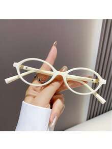 2025 Spring New Retro Oval Frame Nerd Glasses Frame, Solid Color Casual TPR (Thermoplastic Rubber) Non-Prescription Glasses - Multicolor - View 9