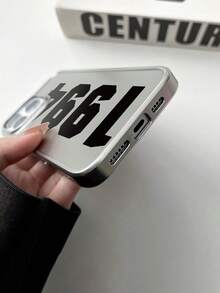1pc Minimalist 1994 Pattern Silver Electroplated Waterproof Shockproof Anti-Slip Phone Case Protective Cover Compatible With Apple Phones