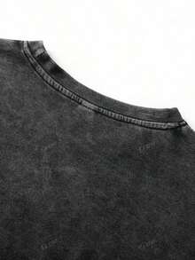 Camiseta de algodón Es Trus, estampado divertido de mariposa rosa y letra, estilo coreano retro de moda callejera y versátil Y2K, adecuada para ocio al aire libre, estilo punk regular de cuello redondo, manga corta y lavada - Negro - Ver 4