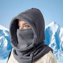 Ladies' Windproof Hat - Warm And Snow Proof Hooded Face Mask With Neck Cover, Black Knitted Skiing Face Mask, Suitable For Outdoor Winter Activities, Cold Weather Protection