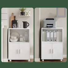 SoBuy FRG241-W, Microwave Shelf, Kitchen Wheeled Storage Trolley, Kitchen Storage Cabinet Cupboard Unit - White - View 9