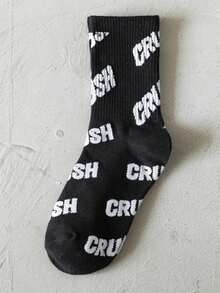 6 par damskich, personalizowanych skarpetek na jesień/zimę, z nadrukiem krowy, gwiazdą, haftem w paski zebry, długość do połowy łydki