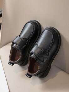 Children's Flat Loafers, Boys' Fashion Leather Shoes, Low Vamp, Autumn Footwear - Black - View 5