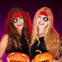 2 Pcs Pirate Accessories Halloween Pirate Headband Costume Party Supplies Head Scarf Eye Patches For Cosplayer