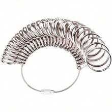 1pc 27-Ring Zinc Alloy Round Gauge: US Size 0-13 Ring Measurement Tool – Laser-Engraved Sizes For Pinpoint Accuracy, Durable Metal Construction For Jewelry Stores & Workshops, Essential For Professional Ring Fitting & Custom Crafting - Steel - View 4