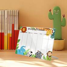 1set Cartoon Animal Pattern Planner, Acrylic Decoration Memo Board, With Multi-Color Pen Eraseable, Weekly Planner, Suitable For Office, Home Kitchen, Convenient For Note Taking - Multicolor - View 7
