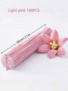 400/525pcs Floral Craft Supplies, Bulk Chenille Stems, Craft Set For DIY Flower Bouquet Packaging Party Decoration (Pink)