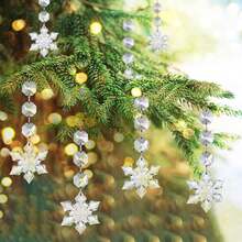 10/20/30 Pcs Ramadan Decoration Ramadan Decoration Wedding Decoration Event Party Centerpiece Decor Snowflake Crystal Christmas Ornaments For Tree Decorations, Hanging Clear Acrylic Snowflake Ornaments For Christmas Tree Indoor Home Decor, Snow Flake Stars Winter Wonderland Party Supplies - Snowflake - View 3