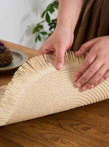 1/4/6/12pcs Bohemian Style Round Paper Placemats, Non-Slip Table Mats For Home Kitchen Dining, Suitable For Holiday Gatherings, Birthdays, Weddings, Parties, Coffee Tables (Note: The Mats Are Paper And Cannot Be Washed),Fall Decor,Autumn Decor,Room Decor - Beige - View 4