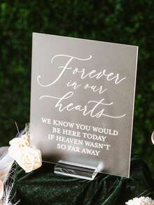 1 件“深切缅怀”亚克力牌匾，纪念那些永远活在我们心中的人，现代透明玻璃质感亚克力纪念牌匾，适用于婚礼，“永远活在我们心中的人”，亚克力婚礼纪念牌匾，“深切缅怀”婚礼牌匾，婚礼牌匾，婚礼用品，婚礼装饰，婚礼中心装饰品 - 彩色 - 查看 1