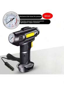 Pompa per gonfiaggio pneumatici per auto senza fili, compressore d'aria portatile, pompa per pneumatici per auto, motocicletta, bicicletta, con manometro e luce