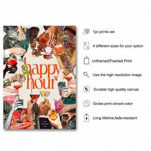 1 tấm tranh treo tường nghệ thuật Cin Cin Cocktail Happy Hour không khung/có khung in Canvas Maximalist Disco Ball Bar Cart Art Retro Party Painting cho ký túc xá, căn hộ, phòng khách, phòng ngủ, trang trí nhà hiện đại - Nhiều màu - Xem 8