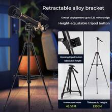 SCIENCE HORSE Teleskop astronomiczny 50/500 mm, stop aluminium, z okularem binokularowym o powiększeniu 30/60x, ręcznym ustawianiem ostrości, w zestawie uchwyt na smartfona i składany statyw – odpowiedni do obserwacji gwiazd, księżyca i aktywności na świeżym powietrzu, dla osób w wieku 8+ lat