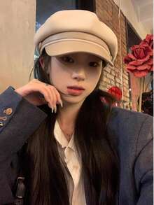 1顶八角贝雷帽，女士秋冬英伦风大码报童帽，复古艺术家贝雷帽，适合日常搭配秋季配饰，也适合夏季、海滩、度假和旅行。 - A - 查看 5