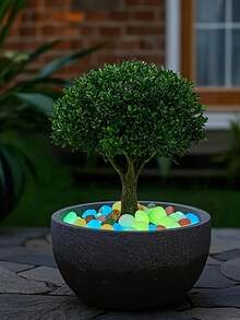 Glow-In-The-Dark Large-Size Pebbles (No Electricity Required), For Garden Landscaping, Track Decoration, Fish Tank Starry Sky Decor, Romantic Glow Stones, Suitable For Home, Outdoor, Runway, Aquarium, Halloween, Christmas, Thanksgiving, Valentine's Day, Absorbs Sunlight Or Lamp Light To Glow At Night, DIY Romantic Scenes - Multicolor - View 4