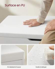 VASAGLE Banc à Chaussures Rembourré, Banc de Rangement, Rangement Caché, Étagères, Meuble d'Entrée, Capacité de Charge 136 kg, 30 x 80 x 44 cm, Blanc - Blanc - Voir 5