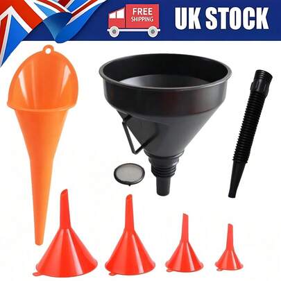 6Pcs Funnel Set Plastic Pouring Funnels Kitchen Petrol Fuel NEW,Kitchen Essentials Funnel Set, Multi-Size For Oil, Wine, And Kitchen Organization, Splatter Proof, Easy Storage For Kitchen Organization