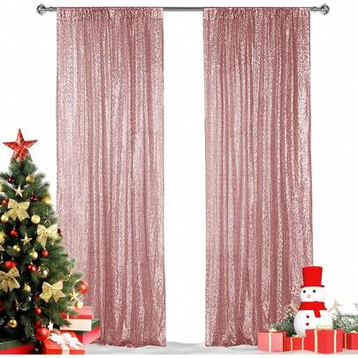 2 Packs Christmas 23.6x96.5-Inch Rose Gold Sequin Backdrop - Premium Glitter Photo Booth Curtains, Wedding Birthday Backdrop Decorations For Wedding/Birthday/Christmas/ | Glitter Stage Backdrop Curtains 2026 Party Decorations (Multiple Colors Available) Home Decor Christmas Decorations Room Decor