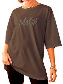 Camisa Camiseta Tuesim Anos  Luz Streetwear Ovesized Premiun dtf ref-3496 - Marrom - Visão 2