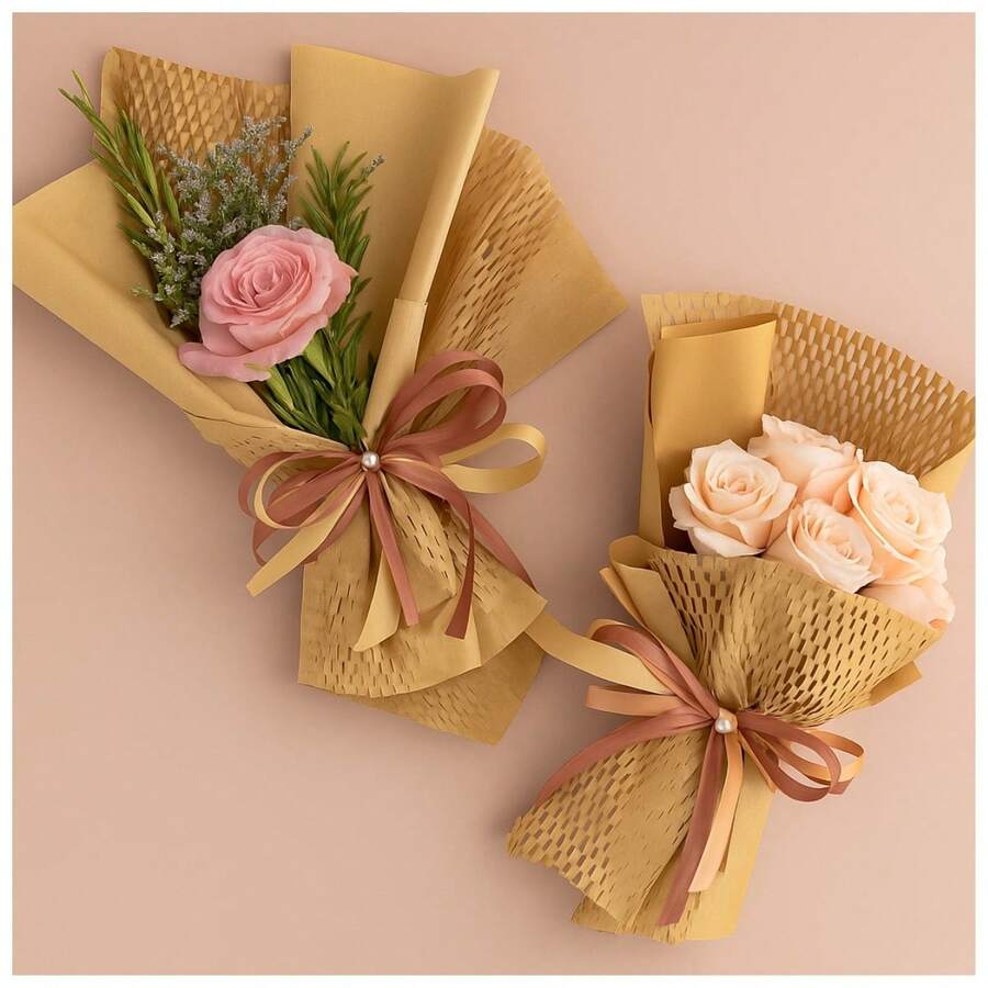 PAPEL COLMÉIA KRAFT 49X49CM PARA DECORAÇÃO 10 UNIDADES. - Ouro - Visão 1
