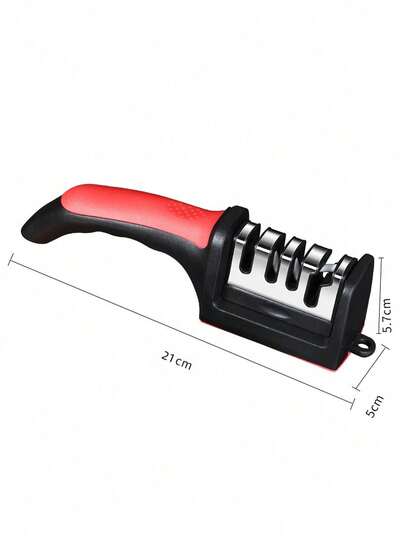 1 buah Pengasah Pisau Multifungsi - Pengasah Pisau 4-in-1 Stainless Steel - Kit Pengasah Ergonomis dan Mudah Digunakan dengan 4 Slot Pengasah, Pengasah Pisau Genggam Hitam - Alat Pengasah 4 Tahap yang Dapat Dilepas, Batang Pengasah Dapur Serbaguna. Mempermudah Pengasahan Pisau