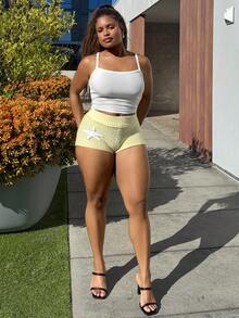 Tyla Gomez Women's Starfish Pattern Hand Crochet Knitted Shorts