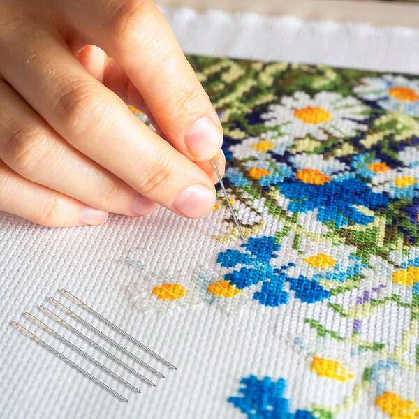 90 Pieces Needles 22 & 24 & 26 Gauge Golden Large Eye Embroidery Hand Sewing Needles Stainless Steel Embroidery Needles In Box With 2 Needle Threader