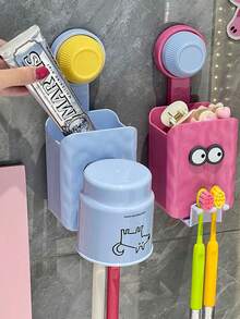 1 pièce Boîte de rangement pour salle de bain, support mural à ventouse en forme d'œil créatif et mignon pour brosse à dents, boîte de rangement pour serviette de toilette et divers. Rangement et organisation de salle de bain, support pour brosse à dents et dentifrice.