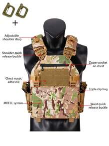 Gilet da caccia con sgancio rapido a un pulsante, espandibile e staccabile, con perforazioni laser, resistente all'abrasione e alla lacerazione, adatto per la caccia, la sopravvivenza all'aperto e altre applicazioni