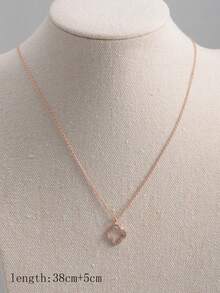 1 件镂空三叶草吊坠项链，女士节日礼物和日常配饰 - 玫瑰金 - 查看 5