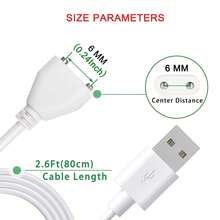 1 Piece Of 5mm-6mm Magnetic USB Interface DC Charging Cable With A 2.7-Foot Oval Base Replacement Charging Cable - White - View 5