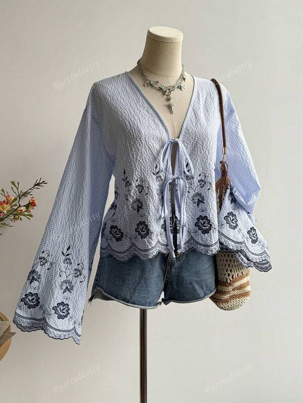 Rusttydustty A Long-Sleeved Floral Coat For Women's Casual Vacation Boho Easter Beach Top For Hawaii Music Festival Tropical Vacation