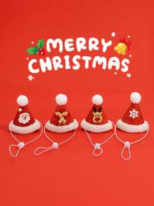 1pc Adjustable Pet Christmas Hat, Suitable For Cats And Small/Medium Dogs, Perfect Christmas Eve & Christmas Gift For Pets