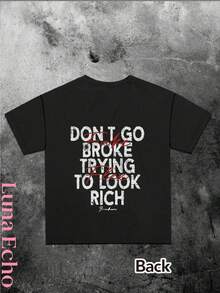 Double-Sided Printing / Double-Sided Print Pattern Y2K Boyfriend-Style T-Shirt  ,Casual Fit Round Neck ,Graphic Short Sleeve T-Shirt Graphic Tees Women Tops,Women's Shirt Tee 1 Pcs 180g Heavy Cotton T Shirt - màu đen - Xem 2