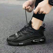 Calzado deportivo casual para hombre, calzado deportivo de malla con suela gruesa, antideslizante y resistente al desgaste, nuevos zapatos para papá de colores contrastantes, modernos y versátiles - azul oscuro - Ver 2