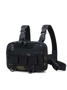 男士钓鱼背心包，迷彩徒步胸包，便携式户外运动旅行包，适合徒步旅行和露营 - 彩色 - 查看 4