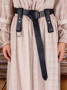 3pcs Renaissance Fair Props, Medieval Style PU Leather Set Including Belt, Cup Holder And Skirt Hoop, Halloween Fantasy Cosplay Party Supplies, Holiday Accessories - Multicolor - View 9