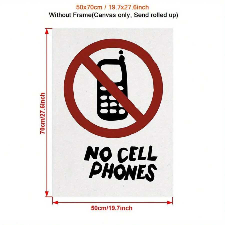 No Cell Phones Canvas Poster - Luke's Restaurant Sign Print, Unframed Wall Art For Home Decor